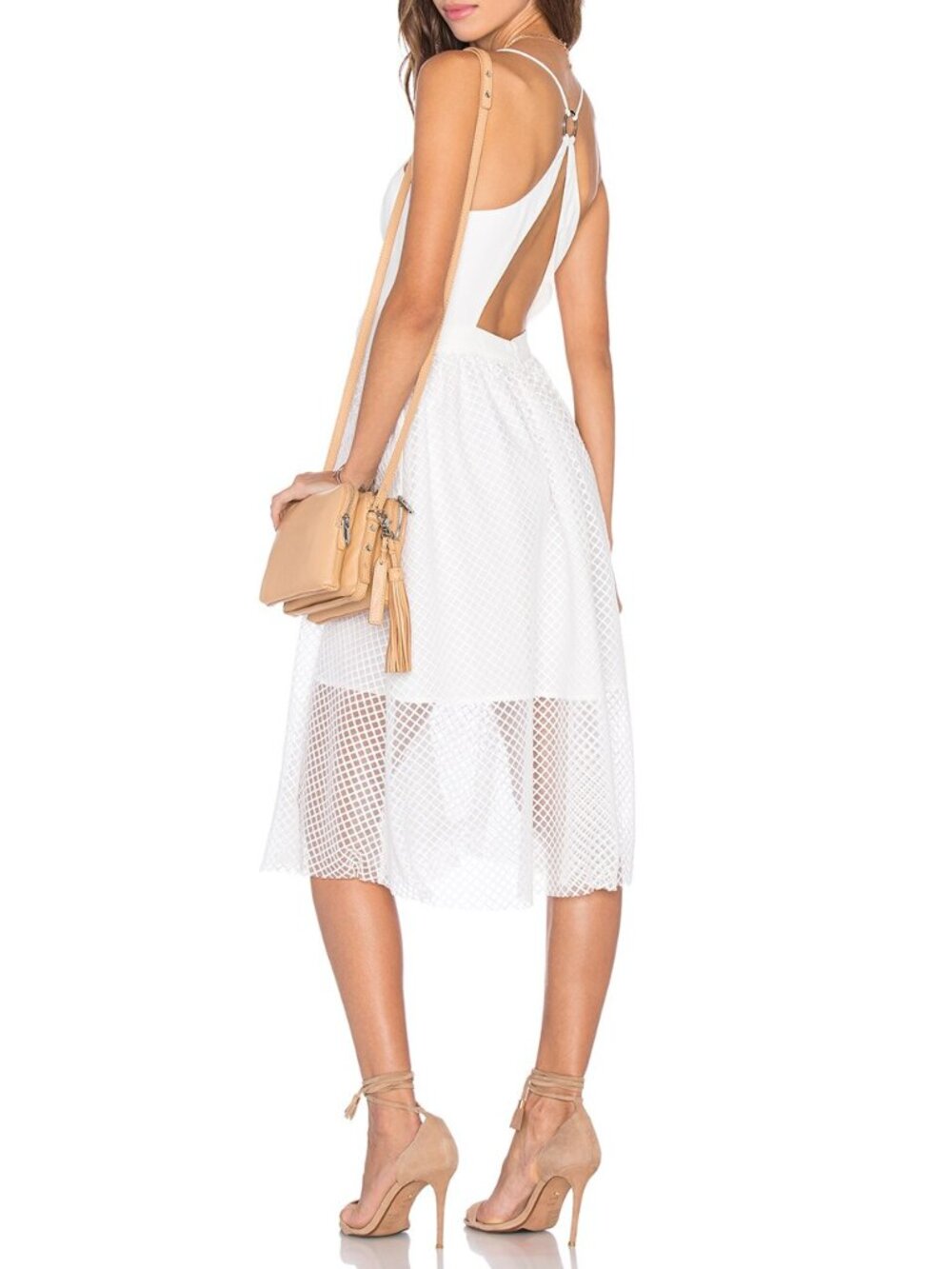 NBD REVOLVE Into The Deep Ivory V-Neck Midi Dress XS NWT